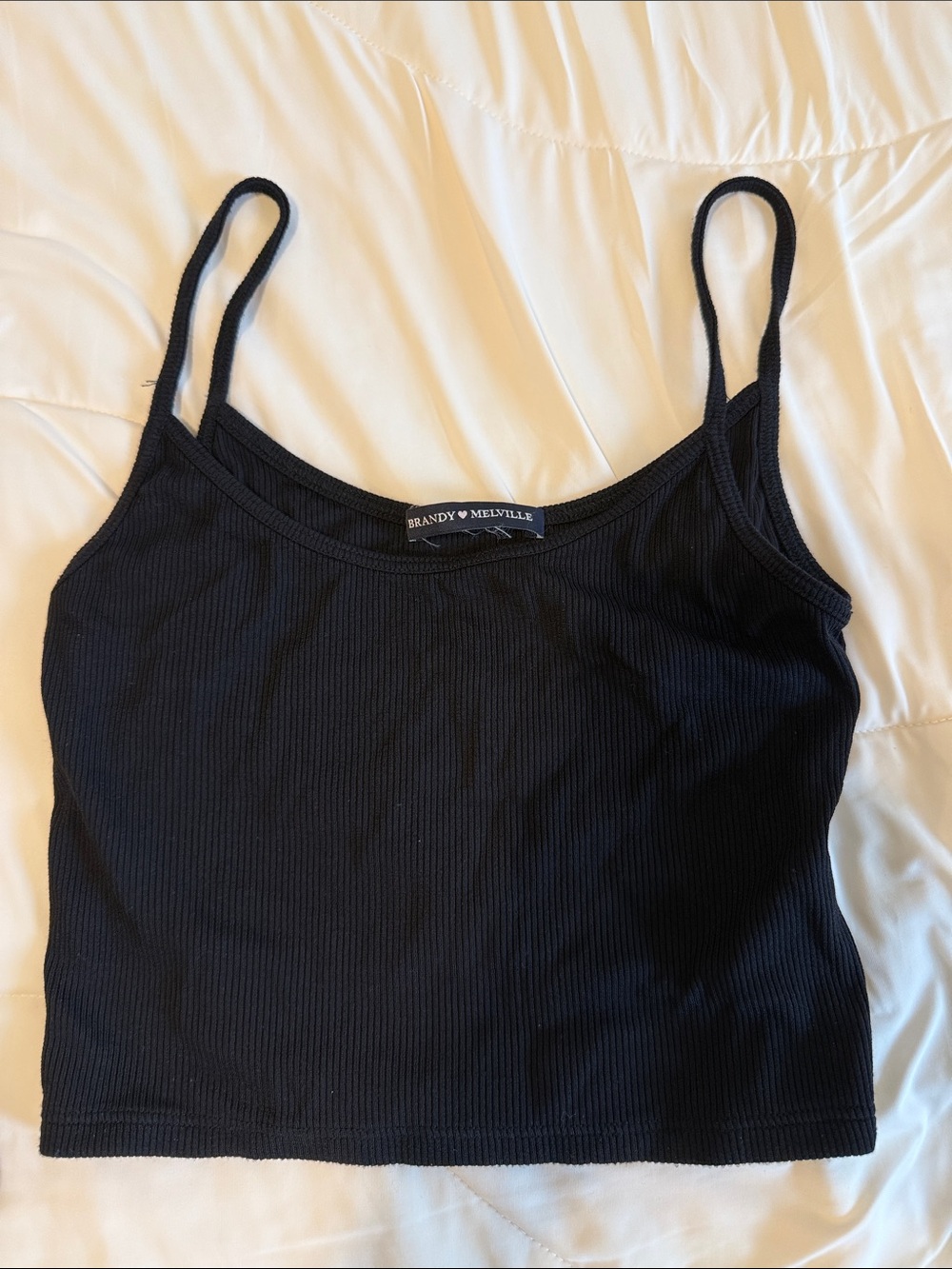 Brandy Melville Black Ribbed Cropped Tank top